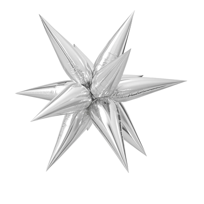 Globo estrella 14 puntas PLATEADA HOLOGRÁFICA 4D 55cm
