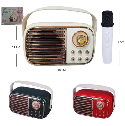 Parlante bluetooth recargable VINTAGE karaoke con micrófono (GTS-1956)