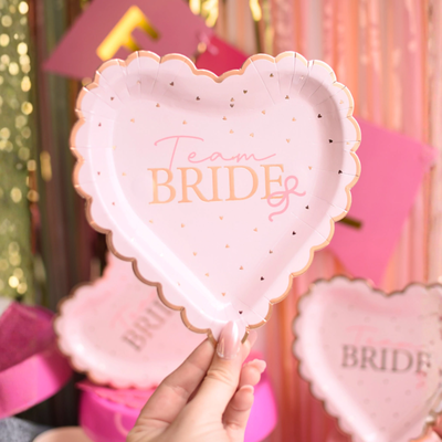 Plato despedida "Team Bride" rosa gold x10 unidades