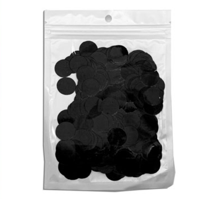 Confetti metalizado NEGRO redondo 1,5cm de diámetro x20gr 