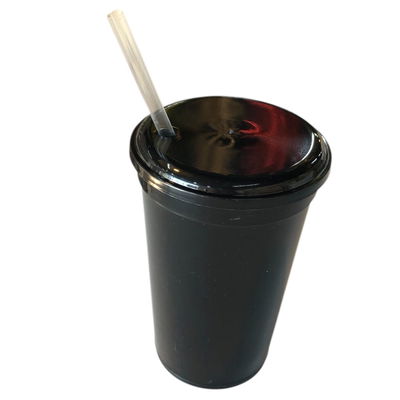 Vaso Milkshake tapa plana NEGRO con sorbete 500ml 