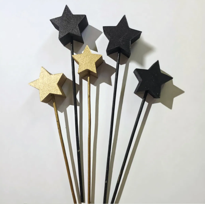 Kit topper de polifan  NEGRO Y DORADO estrellas