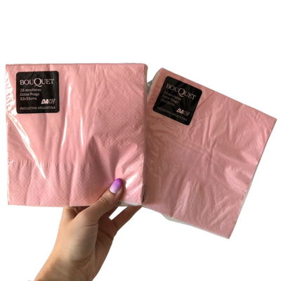 Servilleta Bouquet trama rosa pastel x25 unidades