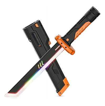 Espada LED recargable con efectos de sonido lanza chispas incluye funda en caja (001)