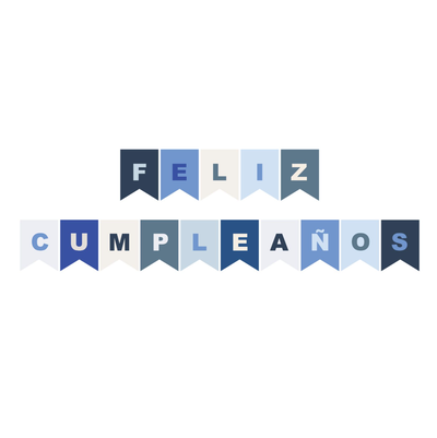 Banderín "Feliz cumpleaños" tonos azules (distintos tonos azules)