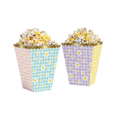 Cajitas pochoclera margarita pastel contorno dorado x8 unidades