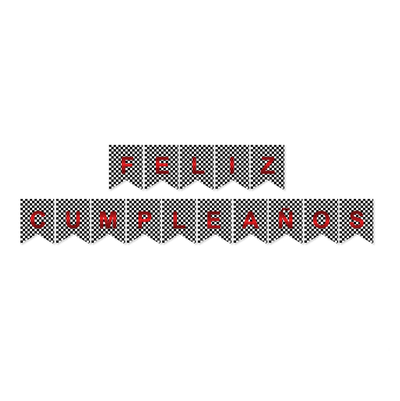 Banderín "Feliz cumpleaños" carrera a cuadros