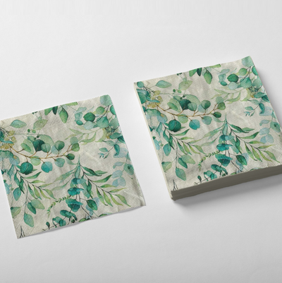 Servilleta blanca hojas olivo x20 unidades