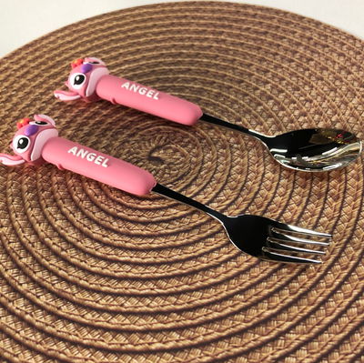 Set de cubiertos ÁNGEL tenedor y cuchara de acero en bolsita