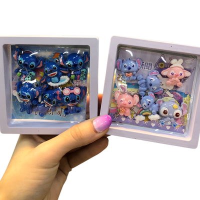 Sticker charms 3D de plástico STITCH x6 unidades