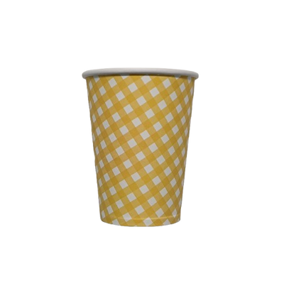 Vaso cuadritos amarillo pastel x10 unidades