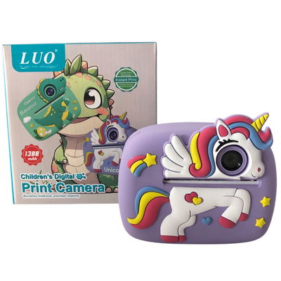 Cámara fotográfica infantil UNICORNIO LILA con impresora (LU-SY21)