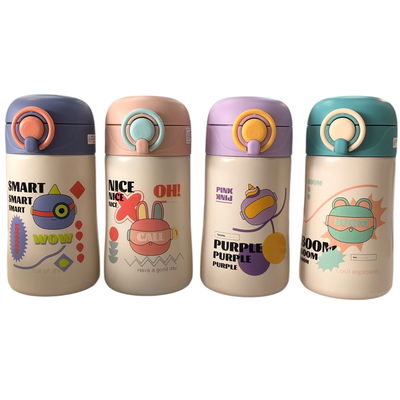Botella térmica diseño infantil 400ml de acero inoxidable con pico de silicona (LU-4379)