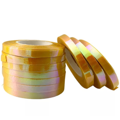 Cinta ribbon para globos TORNASOLADA AMARILLA 10mts. x1 unidad