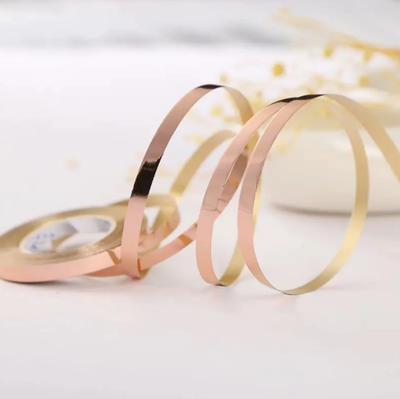Cinta ribbon para globos ROSA GOLD METALIZADO 10mts. x1 unidad