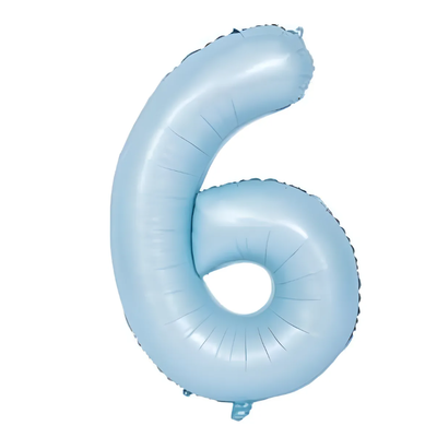 Globos números celeste pastel N6 80cm 32" x1 unidad
