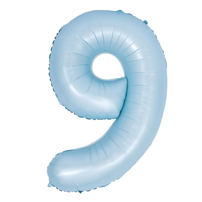 Globos números celeste pastel N9 80cm 32" x1 unidad