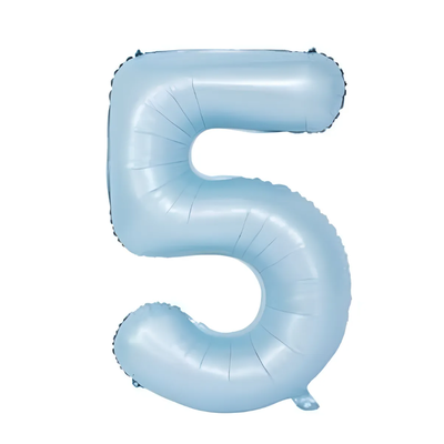 Globos números celeste pastel N5 80cm 32" x1 unidad
