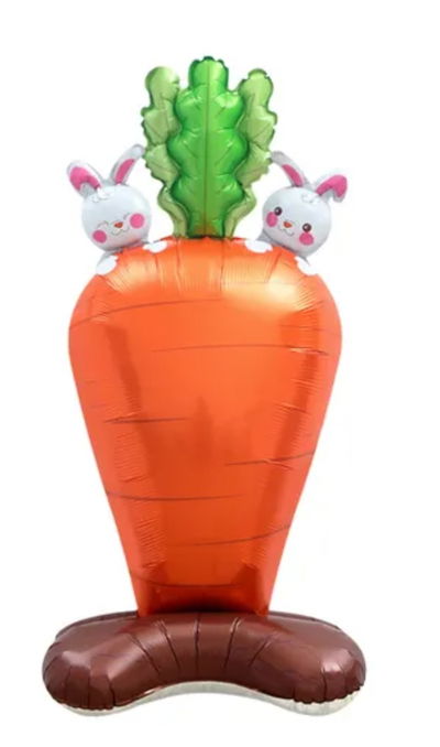 Globo zanahoria gigante conejitos con base 1,10mts aprox.