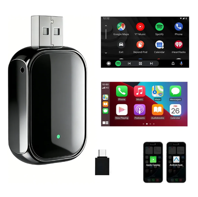 Adaptador inalámbrico CarPlay android 2 en 1 para auto usb tipo c