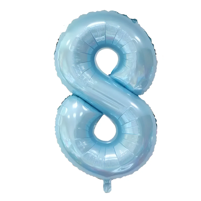 Globos números celeste pastel N8 80cm 32" x1 unidad
