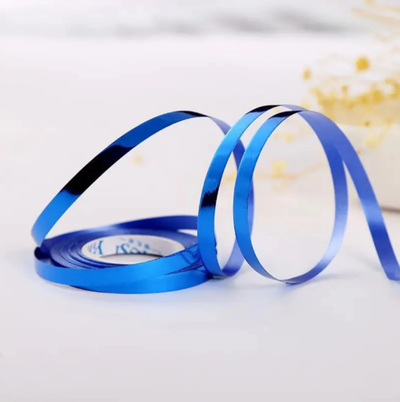 Cinta ribbon para globos AZUL METALIZADO 10mts. x1 unidad