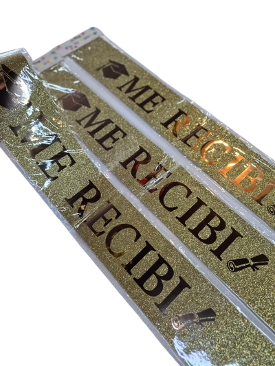 Banda glitter "Me recibí" DORADO