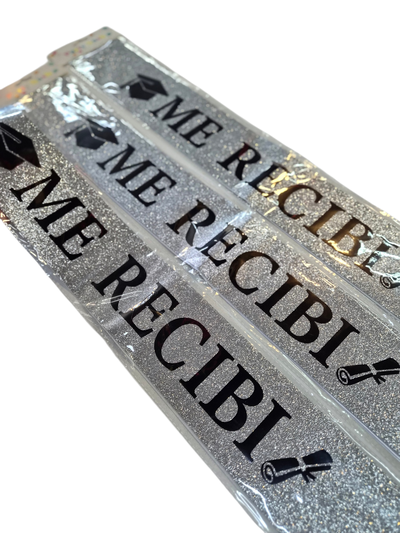 Banda glitter "Me recibí" PLATEADO