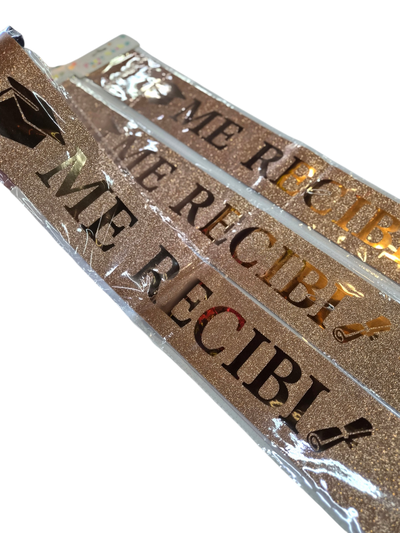 Banda glitter "Me recibí" ROSA GOLD