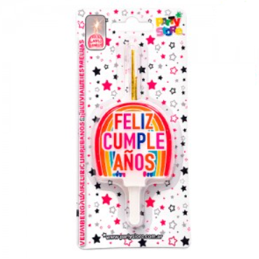Vela bengala arcoiris "Feliz cumpleaños"