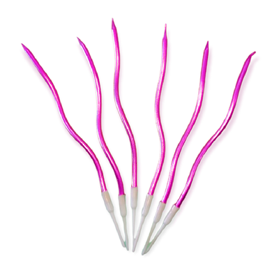 Vela metalizada con ondas fucsia metal x6 unidades