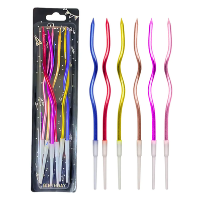 Vela metalizada con ondas multicolor metal x6 unidades