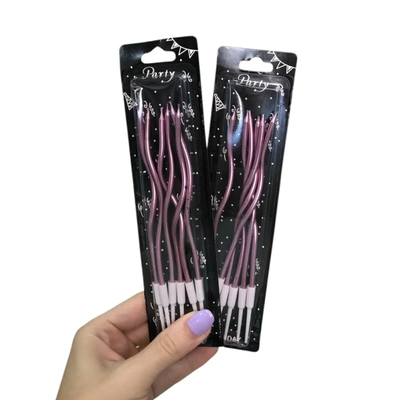 Vela metalizada con ondas rosa metal x6 unidades