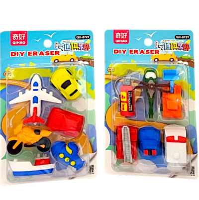 Goma de borrar MEDIO DE TRANSPORTE x6 unidades (QH-8729)