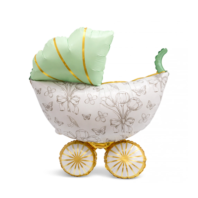 Globo carrito coche de bebé VERDE 90x60cm aprox.