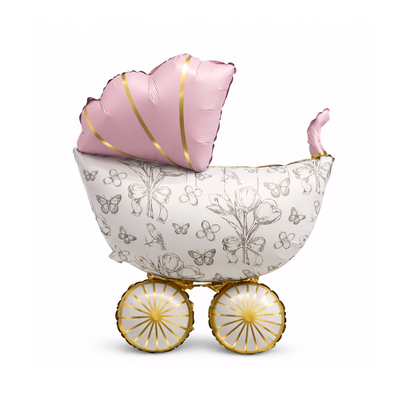 Globo carrito coche de bebé ROSA 90x60cm aprox.