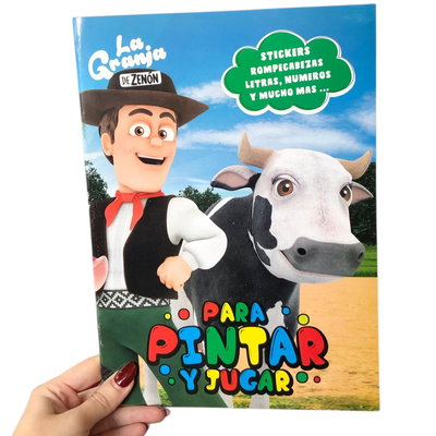 Librito para colorear de personajes con stickers GRANJA ZENON