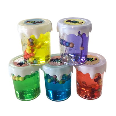 Slime mini en pote con pelotitas 2x2cm surtido x1 unidad