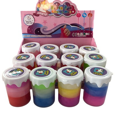 Slime TRICOLOR con glitter UNICORNIO en pote 10x10cm surtido x1 unidad