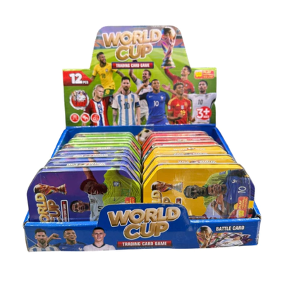 Cartas mundial 2026 en lata HEXAGONAL CHICA (3256)