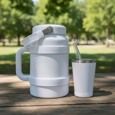 Kit galón de 1900ml + vaso de acero de 140ml con sorbete y bombilla ECOPOWER (EP-G131)