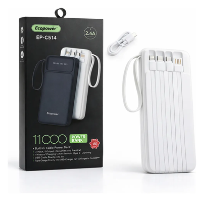 Power bank cargador portátil 11000mAh ECOPOWER 4 en 1 (EP-C514)