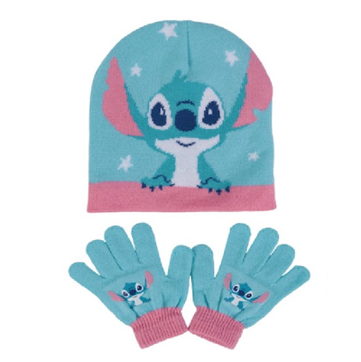 Set gorro + guantes stitch rosa y celeste (DLS8250)