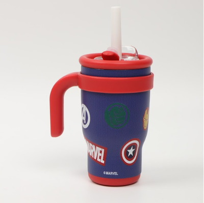 Vaso térmico AVENGERS acero inoxidable doble pico con manija y sorbete de silicona 400ml (DAV8367)