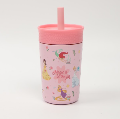 Vaso térmico infantil PRINCESAS con sorbete de silicona 350ml (DPR8376)