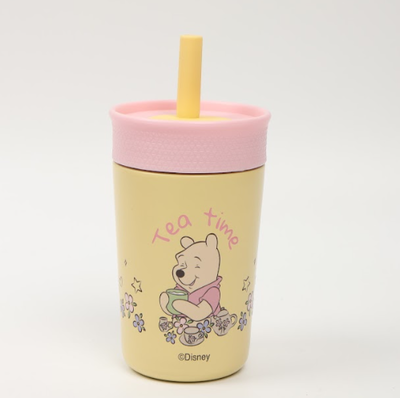 Vaso térmico infantil WINNIE POO con sorbete de silicona 350ml (DWP8374)