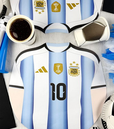 Plato de sitio de papel camiseta Argentina x5 unidades
