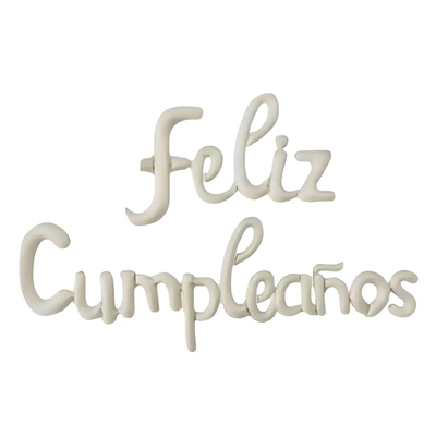 Globo HUESO frase cursiva "feliz cumpleaños"