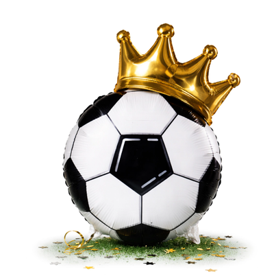 Globo pelota de fútbol con corona 45x66cm aprox.