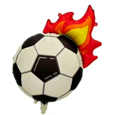 Globo pelota de fútbol con llamas 45x71cm aprox.